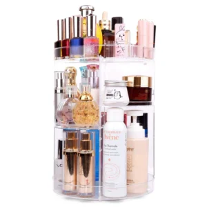 360 Degree Rotating Makeup Organizer, Adjustable Makeup Carousel Round Rotating Storage Stand Rack, Large Capacity Ondisplay Shelf Cosmetics Organizer, Best for Countertop and Bathroom