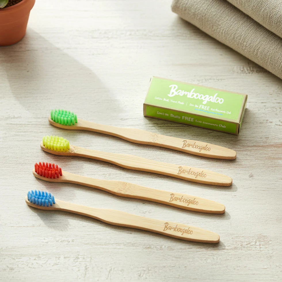 Bamboo Toothbrush Set for Adults (Pack of 4)