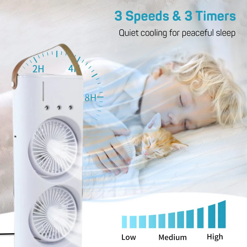 Electric Fan Desktop Double-Head Powerful Air (1 Pc / With Remote / Plug and Play) - Image 3