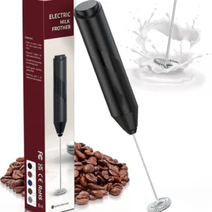Electric Milk Frother Handheld with High Motor, Mixer with Food Grade Stainless Steel Stirring Head, for Latte, Cappuccino,Drinks,Hot Chocolate. (Black)
