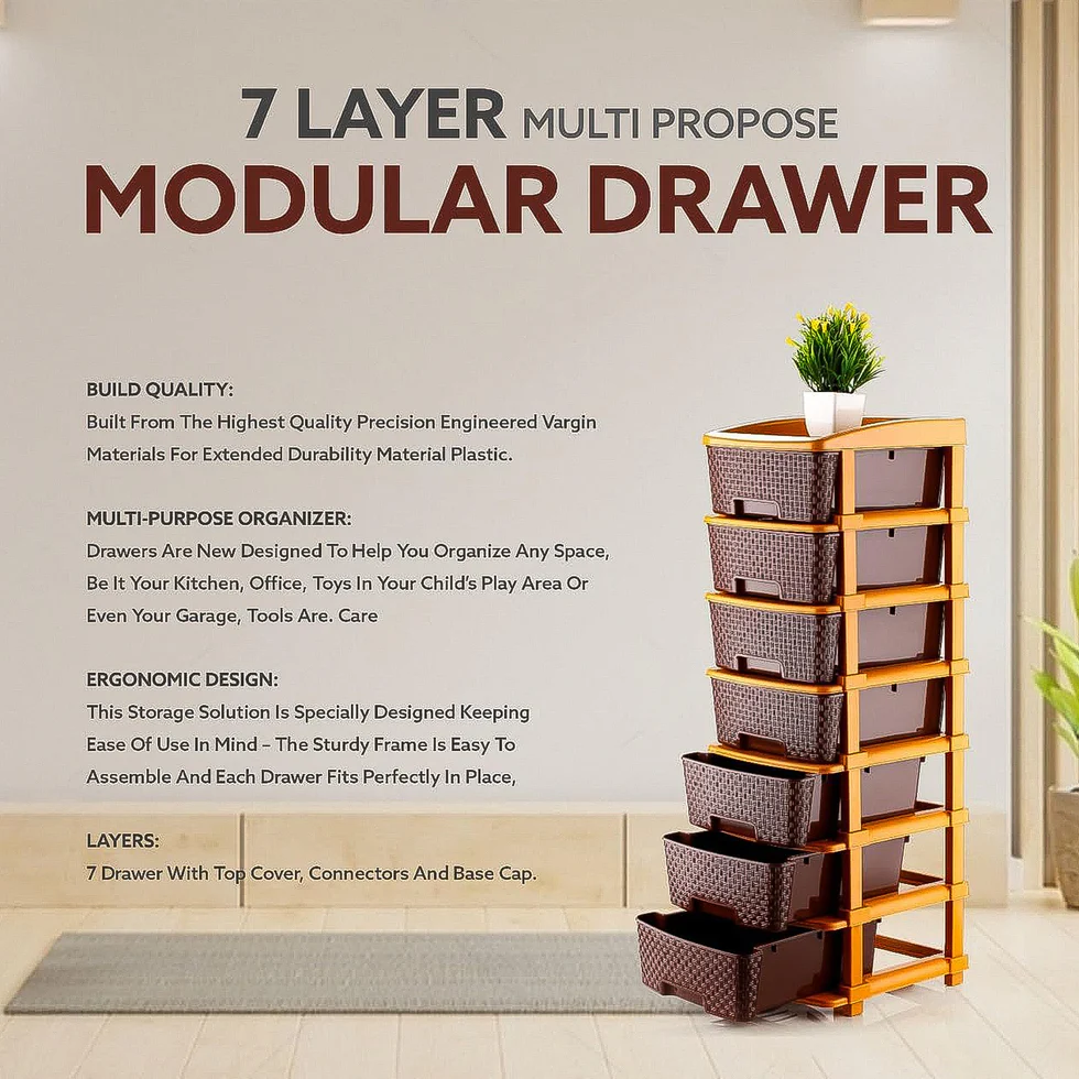 7-Layer Multipurpose Plastic Storage Drawer Organizer - Image 2